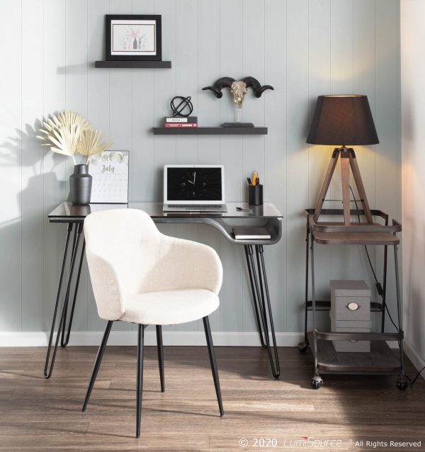 Boyne Black Metal Cream Fabric Contemporary Accent Chairs Set of 2 1