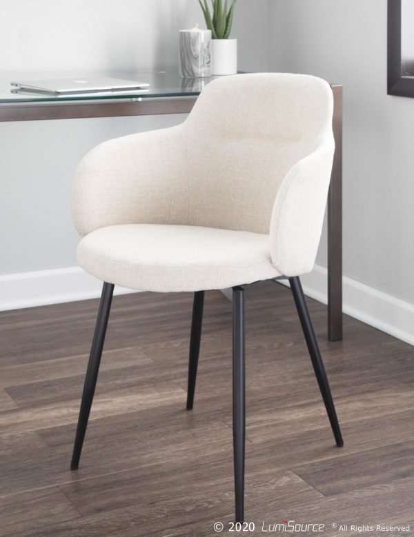 Boyne Black Metal Cream Fabric Contemporary Accent Chairs Set of 2 2