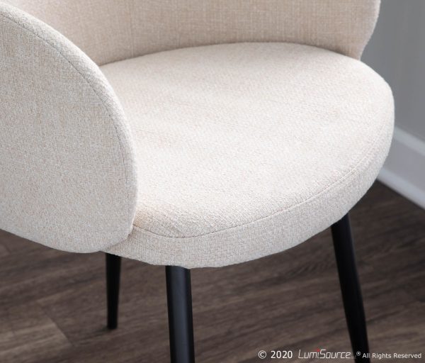 Boyne Black Metal Cream Fabric Contemporary Accent Chairs Set of 2 3