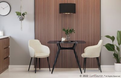 Boyne Black Metal Cream Fabric Contemporary Accent Chairs (Set of 2)