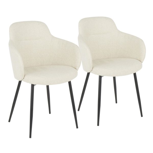 Boyne Black Metal Cream Fabric Contemporary Accent Chairs Set of 2 5