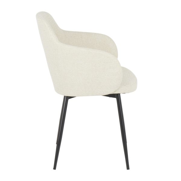 Boyne Black Metal Cream Fabric Contemporary Accent Chairs Set of 2 7