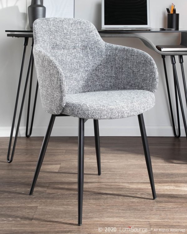 Boyne Black Metal Grey Fabric Contemporary Accent Chairs Set of 2 1
