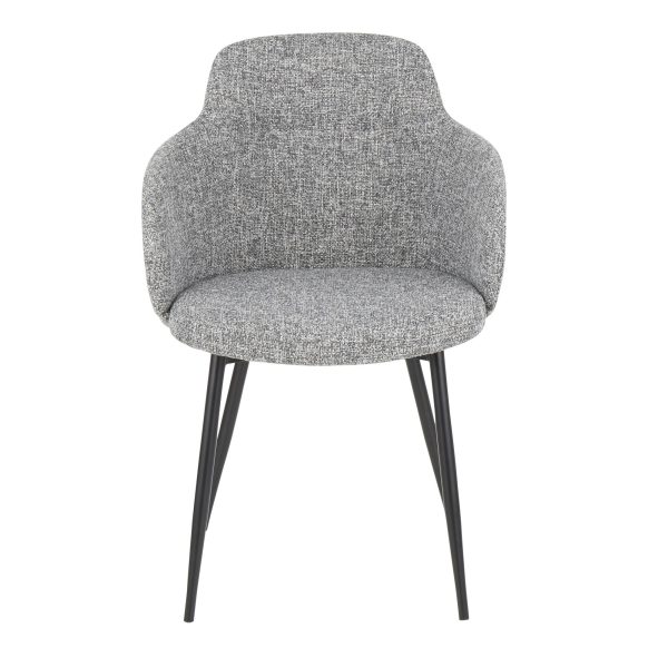 Boyne Black Metal Grey Fabric Contemporary Accent Chairs Set of 2 11
