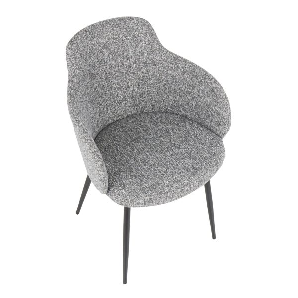 Boyne Black Metal Grey Fabric Contemporary Accent Chairs Set of 2 12