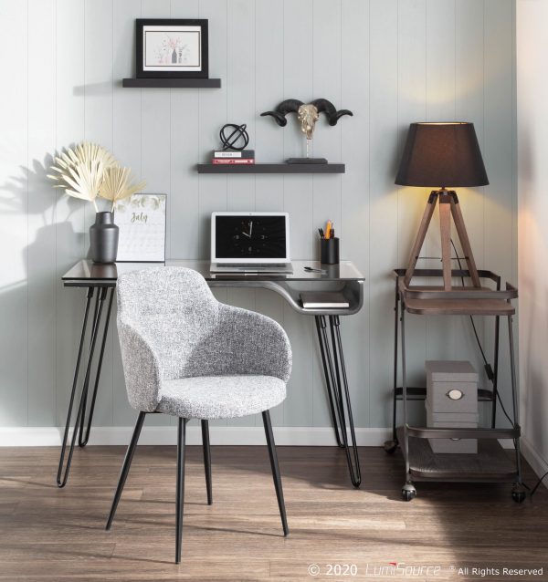 Boyne Black Metal Grey Fabric Contemporary Accent Chairs Set of 2 4