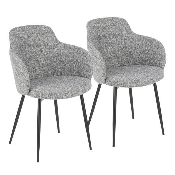 Boyne Black Metal Grey Fabric Contemporary Accent Chairs Set of 2 6