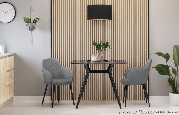 Boyne Black Metal Grey Fabric Contemporary Accent Chairs Set of 2