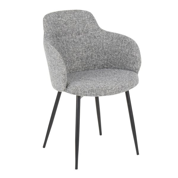 Boyne Black Metal Grey Fabric Contemporary Accent Chairs Set of 2 7