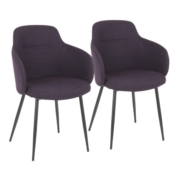 Boyne Black Metal and Purple Contemporary Accent Chairs Set of 2 1