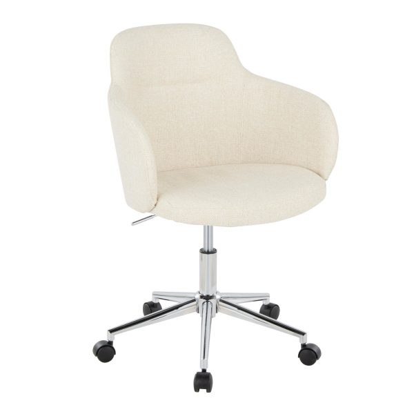 Boyne Contemporary Chrome Cream Fabric Adjustable Office Chair 2