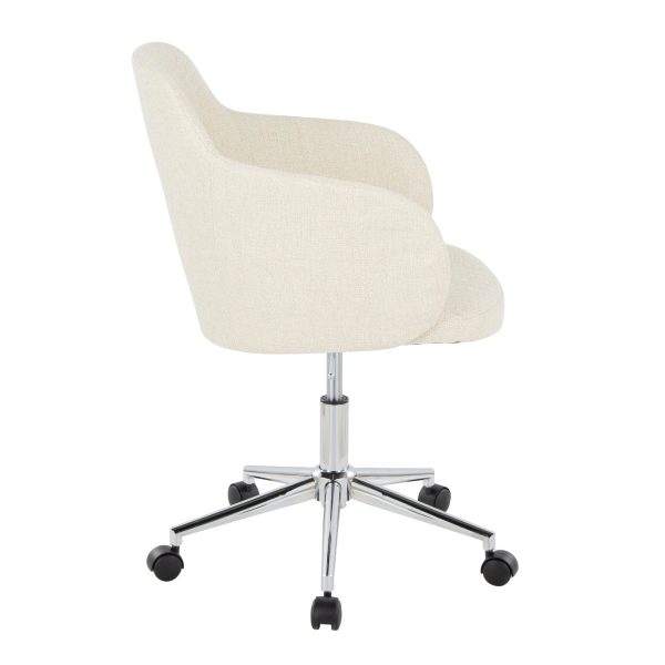 Boyne Contemporary Chrome Cream Fabric Adjustable Office Chair 3