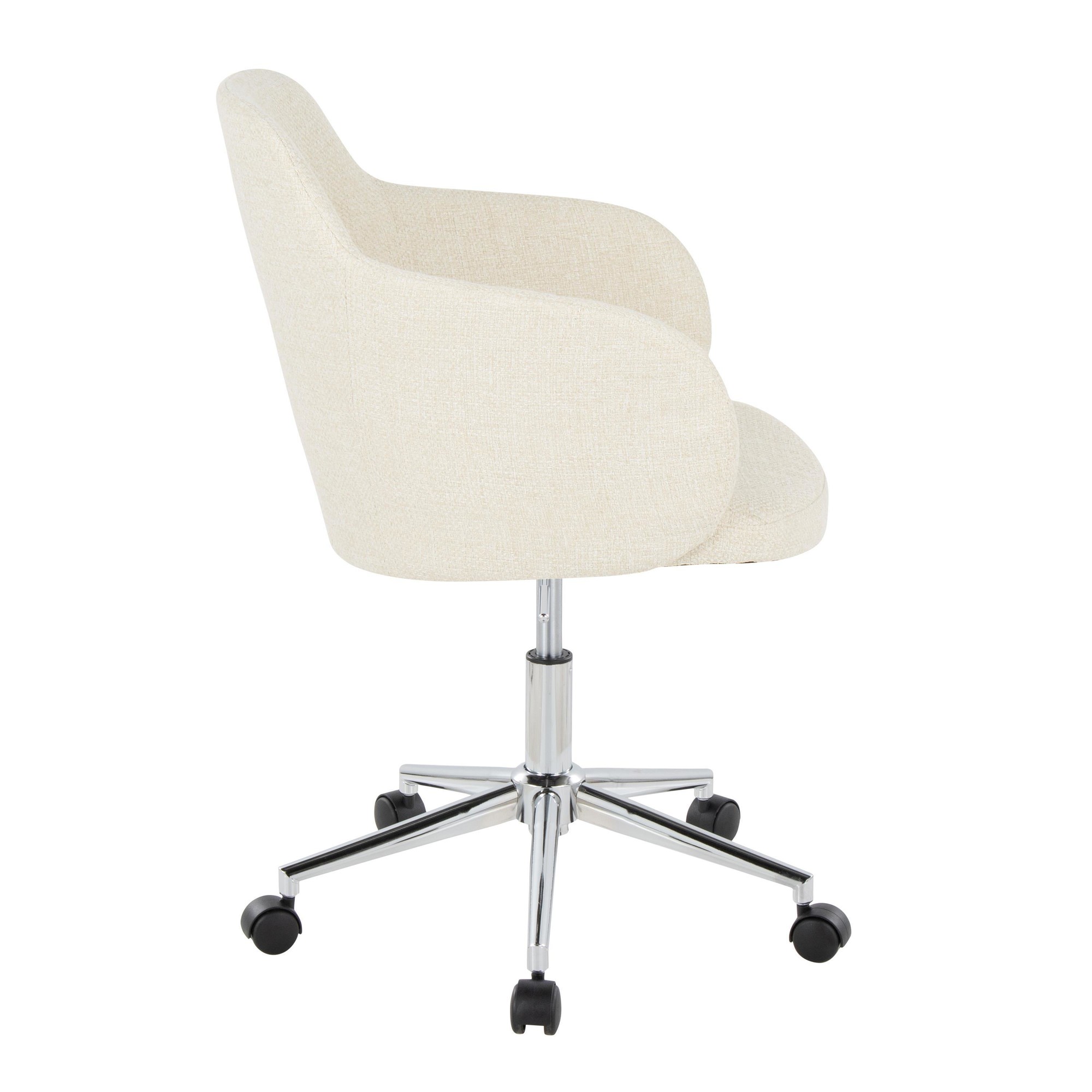 Boyne Contemporary Chrome Cream Fabric Adjustable Office Chair 4 Boyne Contemporary Chrome Cream Fabric Adjustable Office Chair - Image 4