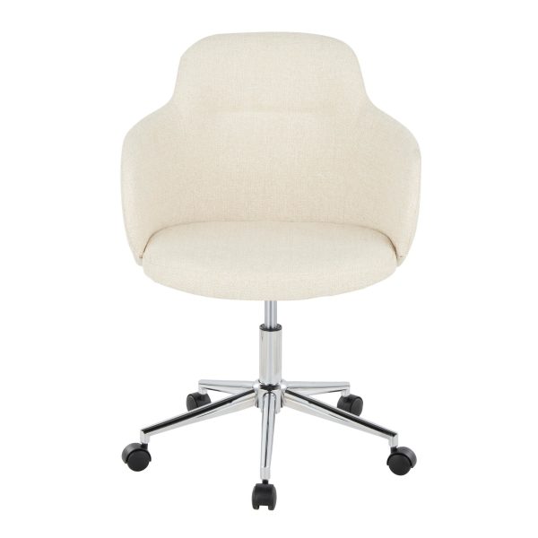 Boyne Contemporary Chrome Cream Fabric Adjustable Office Chair 6