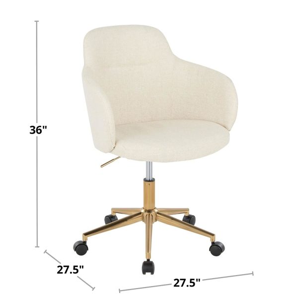 Boyne Contemporary Chrome Cream Fabric Adjustable Office Chair 7