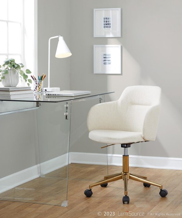 Boyne Contemporary Gold and Cream Fabric Office Chair 1