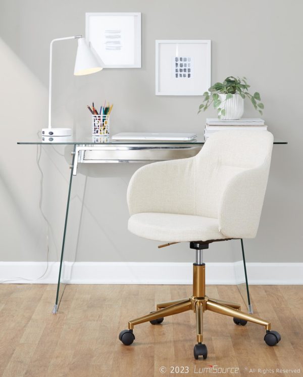 Boyne Contemporary Gold and Cream Fabric Office Chair