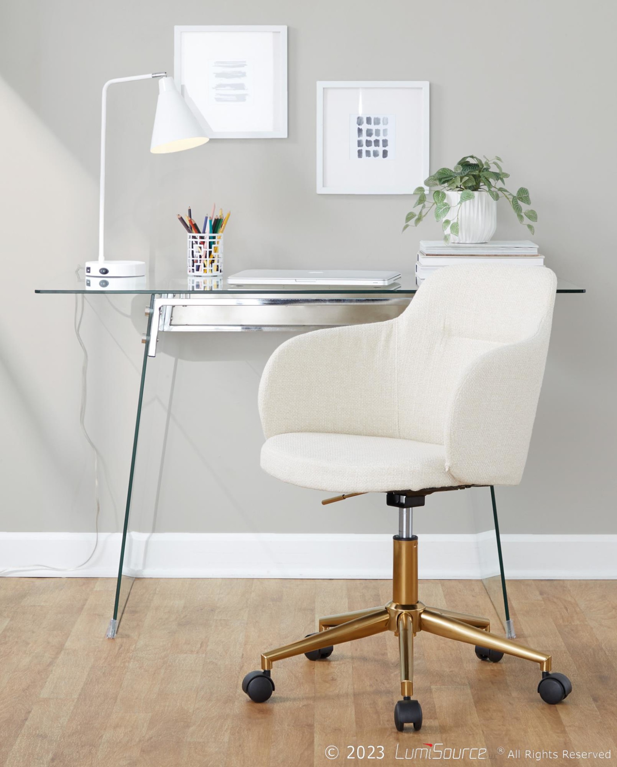 Boyne Contemporary Gold and Cream Fabric Office Chair 1 Boyne Contemporary Gold and Cream Fabric Office Chair