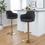 Boyne Contemporary Gold and Grey Adjustable Barstools (Set of 2) 15 Boyne Contemporary Gold and Grey Adjustable Barstools (Set of 2)