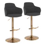 Boyne Contemporary Gold and Grey Adjustable Barstools (Set of 2) 18 Boyne Contemporary Gold and Grey Adjustable Barstools (Set of 2)