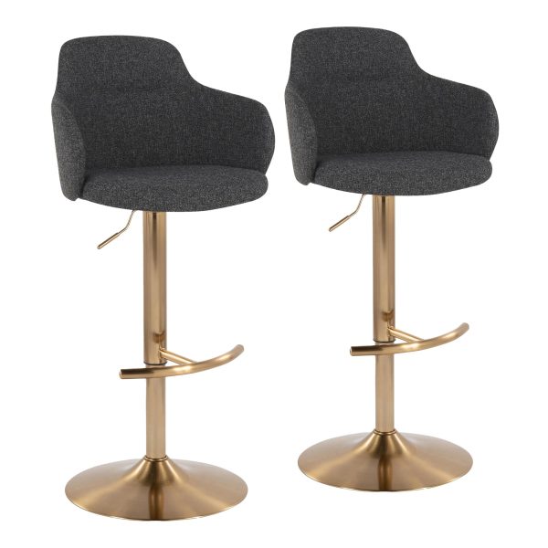 Boyne Contemporary Gold and Grey Adjustable Barstools Set of 2 4