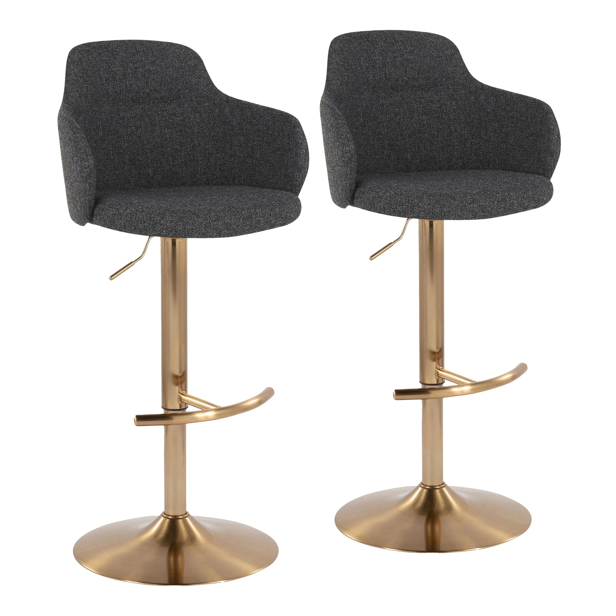Boyne Contemporary Gold and Grey Adjustable Barstools (Set of 2) 5 Boyne Contemporary Gold and Grey Adjustable Barstools (Set of 2) - Image 5