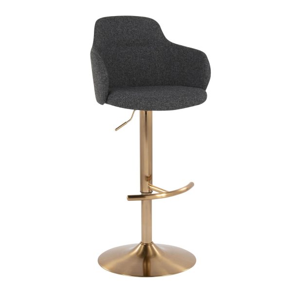 Boyne Contemporary Gold and Grey Adjustable Barstools Set of 2 5