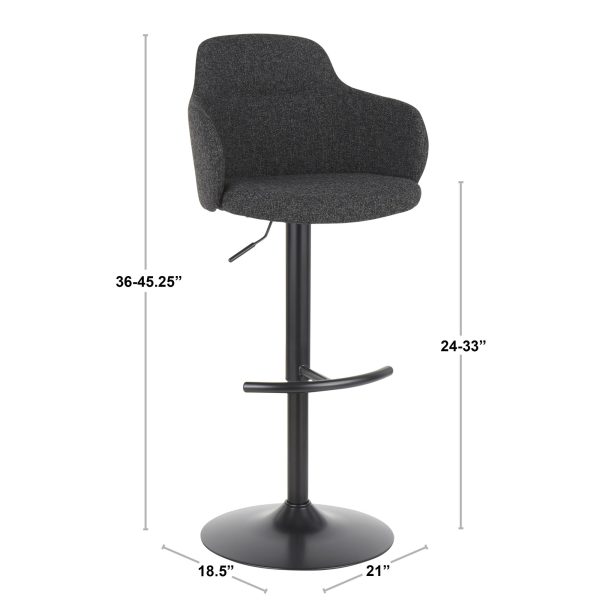 Boyne Contemporary Grey Fabric Chrome Adjustable Barstools Set of 2 10