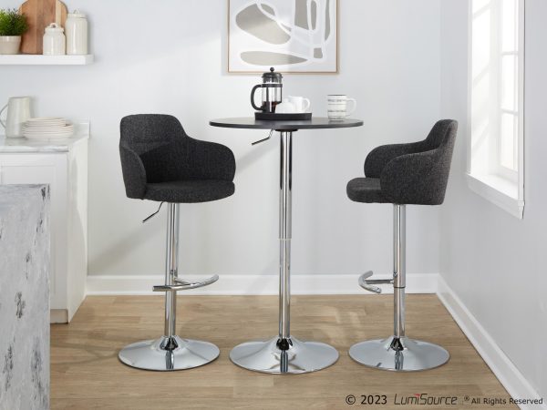 Boyne Contemporary Grey Fabric Chrome Adjustable Barstools Set of 2 2