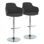 Boyne Contemporary Grey Fabric Chrome Adjustable Barstools (Set of 2) 18 Boyne Contemporary Grey Fabric Chrome Adjustable Barstools (Set of 2)