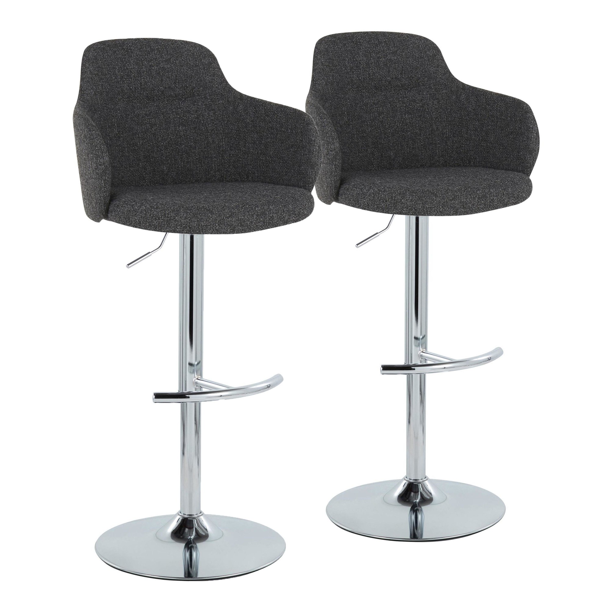 Boyne Contemporary Grey Fabric Chrome Adjustable Barstools (Set of 2) 5 Boyne Contemporary Grey Fabric Chrome Adjustable Barstools (Set of 2) - Image 5