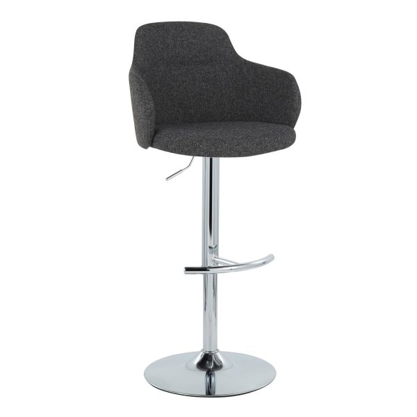 Boyne Contemporary Grey Fabric Chrome Adjustable Barstools Set of 2 5