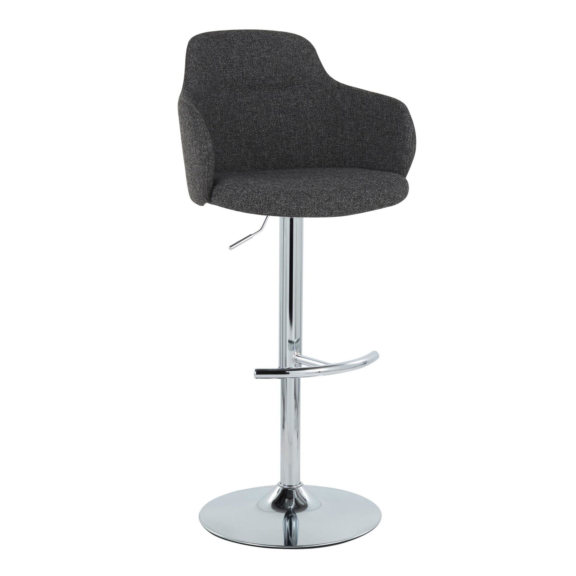 Boyne Contemporary Grey Fabric Chrome Adjustable Barstools (Set of 2) 6 Boyne Contemporary Grey Fabric Chrome Adjustable Barstools (Set of 2) - Image 6