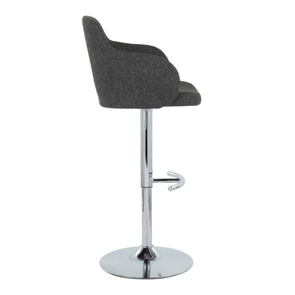 Boyne Contemporary Grey Fabric Chrome Adjustable Barstools Set of 2 6