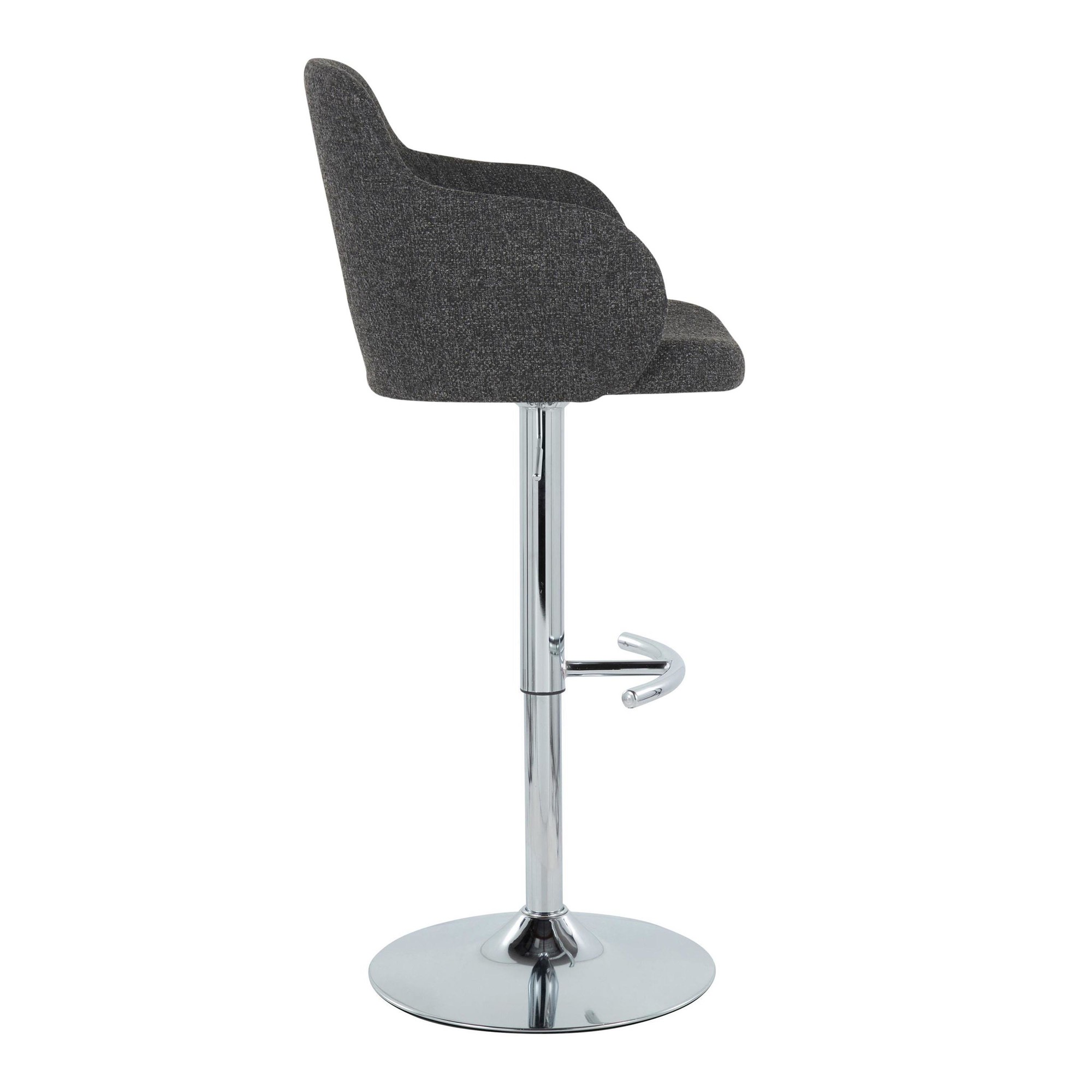 Boyne Contemporary Grey Fabric Chrome Adjustable Barstools (Set of 2) 7 Boyne Contemporary Grey Fabric Chrome Adjustable Barstools (Set of 2) - Image 7