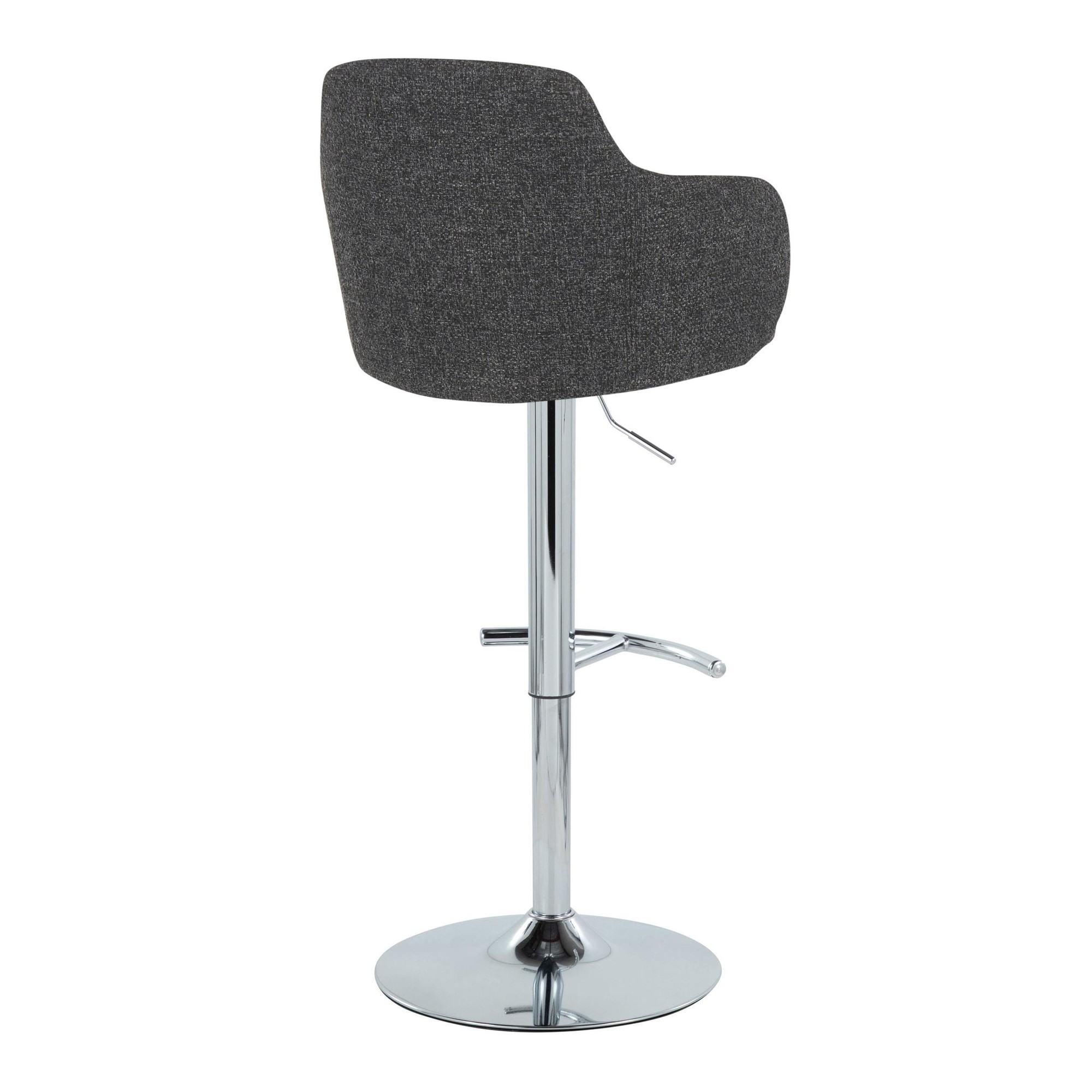 Boyne Contemporary Grey Fabric Chrome Adjustable Barstools (Set of 2) 8 Boyne Contemporary Grey Fabric Chrome Adjustable Barstools (Set of 2) - Image 8