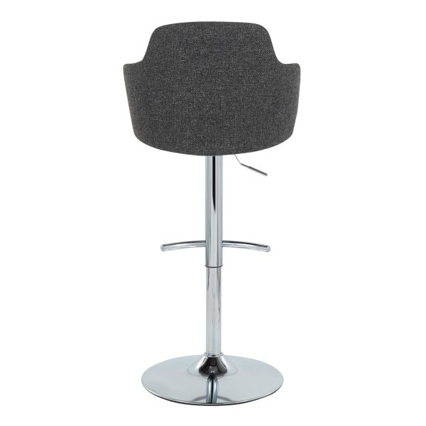 Boyne Contemporary Grey Fabric Chrome Adjustable Barstools Set of 2 8