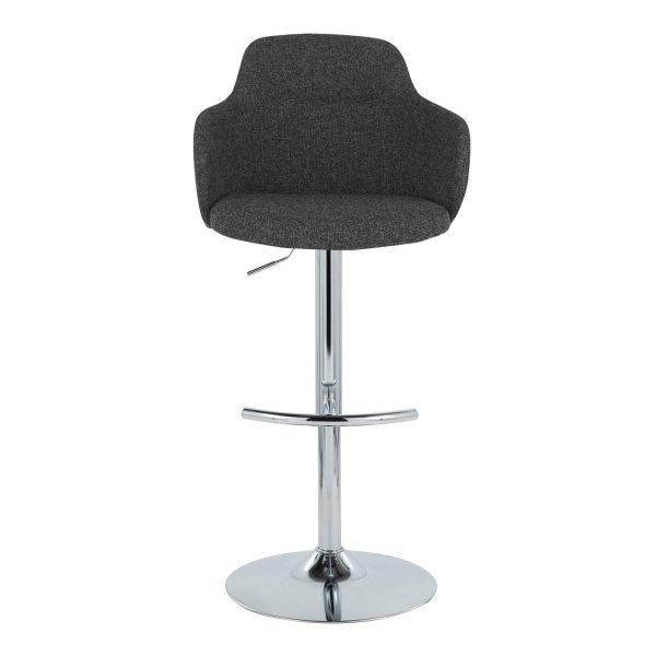 Boyne Contemporary Grey Fabric Chrome Adjustable Barstools Set of 2 9