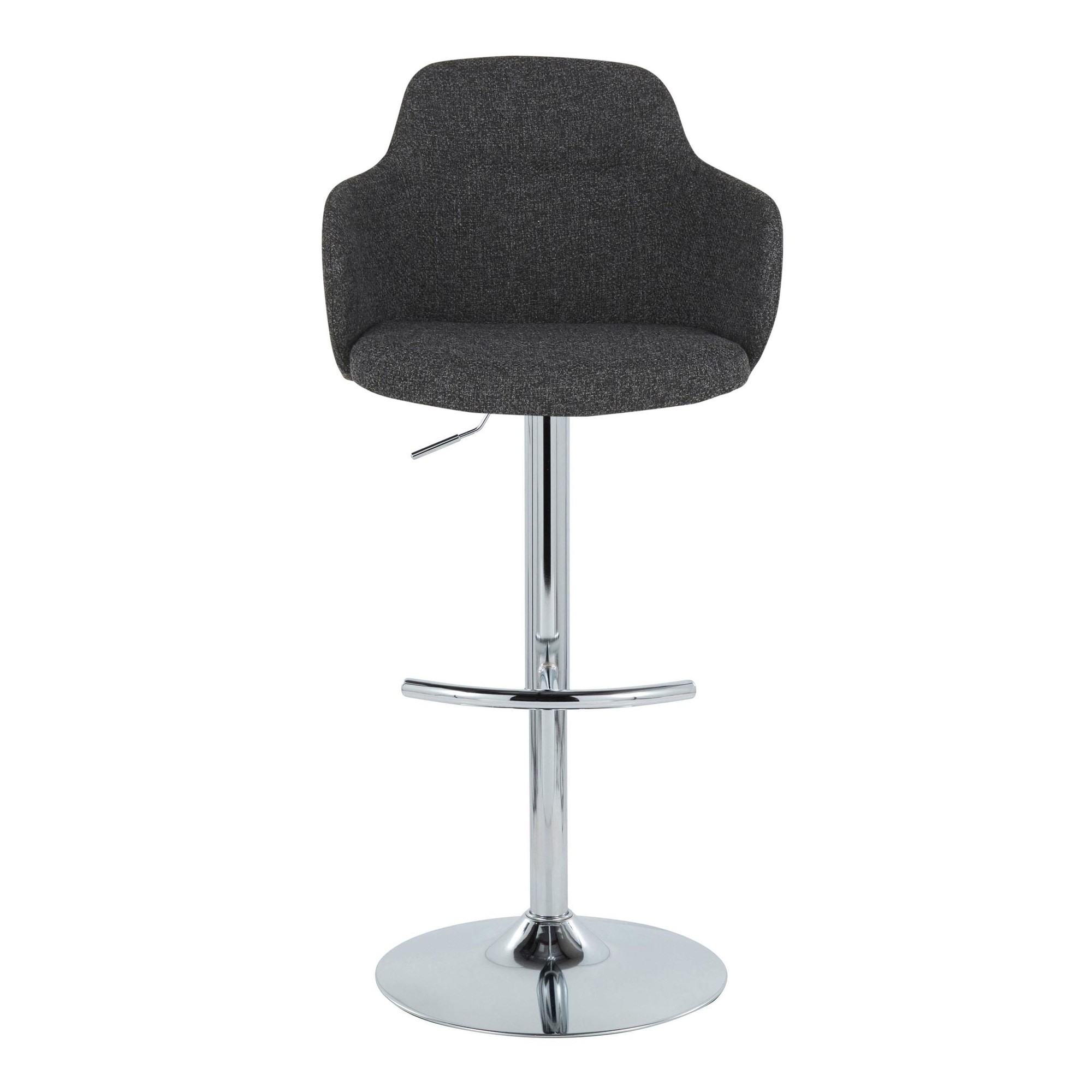 Boyne Contemporary Grey Fabric Chrome Adjustable Barstools (Set of 2) 10 Boyne Contemporary Grey Fabric Chrome Adjustable Barstools (Set of 2) - Image 10