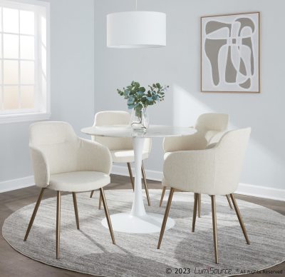 Boyne Cream Fabric Antique Copper Contemporary Accent Chairs (Set of 2)