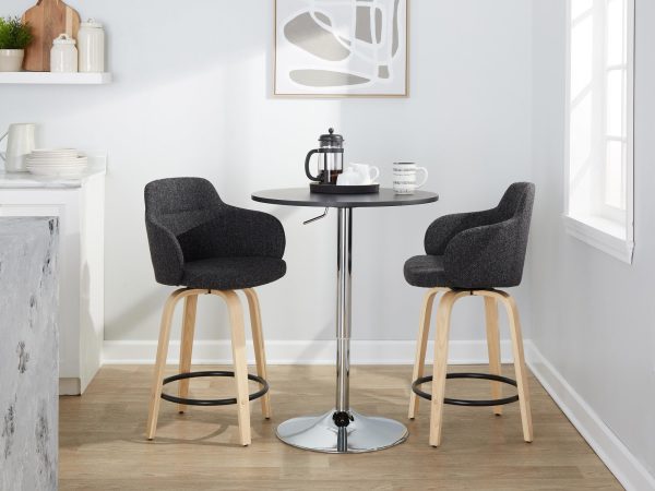 Boyne Dark Grey Contemporary 24 Inch Counter Stools Set of 2 2