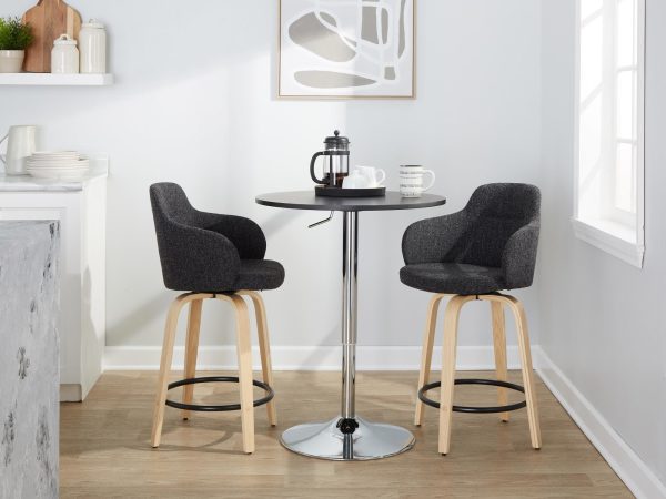 Boyne Dark Grey Contemporary 24 Inch Counter Stools Set of 2 3