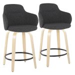 Boyne Dark Grey Contemporary 24-Inch Counter Stools (Set of 2)