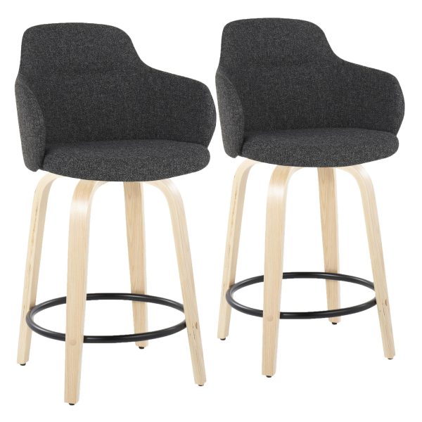 Boyne Dark Grey Contemporary 24 Inch Counter Stools Set of 2 4