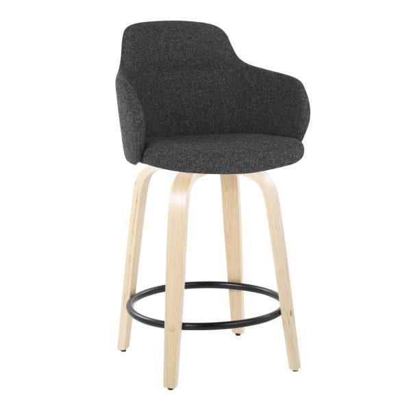 Boyne Dark Grey Contemporary 24 Inch Counter Stools Set of 2 5