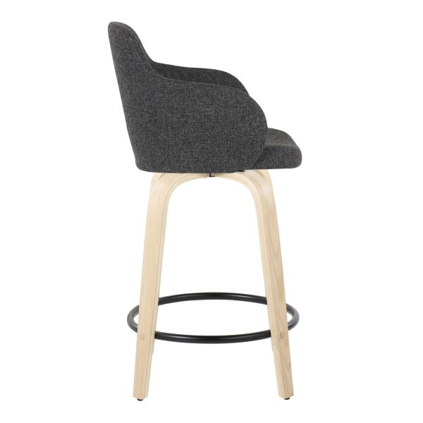 Boyne Dark Grey Contemporary 24 Inch Counter Stools Set of 2 6