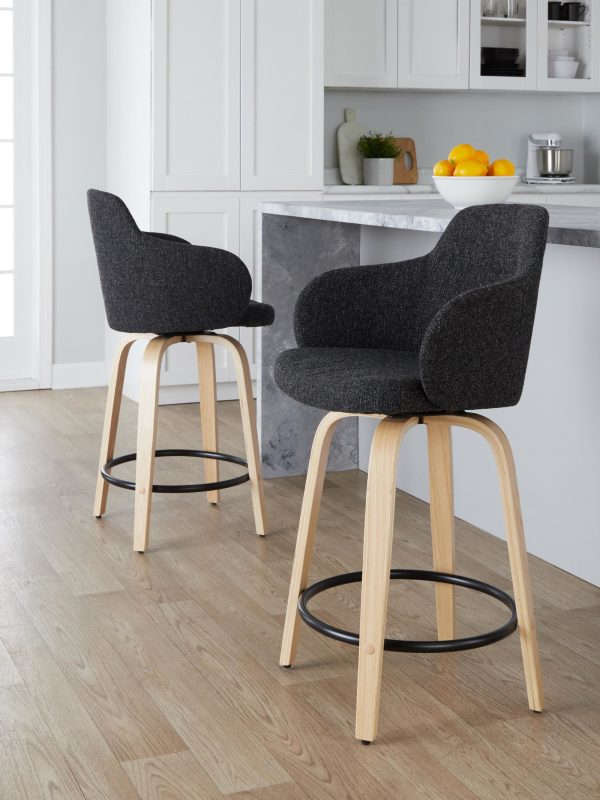 Boyne Dark Grey Contemporary 24 Inch Counter Stools Set of 2
