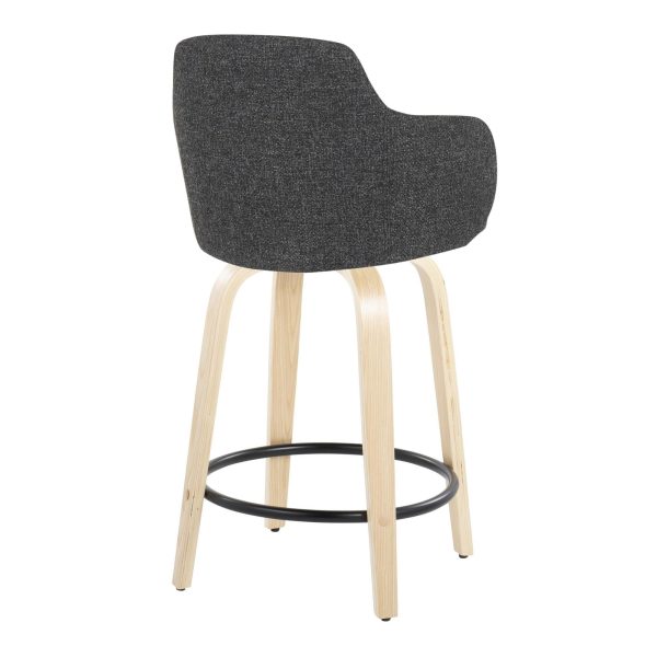 Boyne Dark Grey Contemporary 24 Inch Counter Stools Set of 2 7