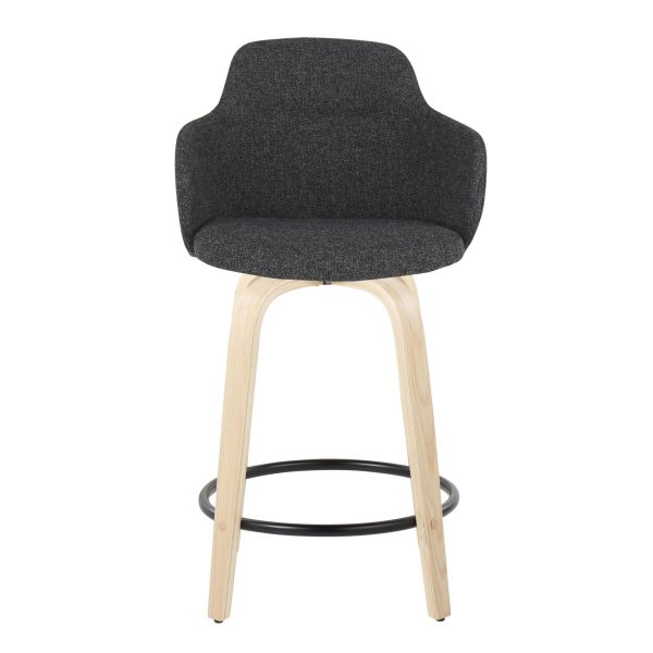 Boyne Dark Grey Contemporary 24 Inch Counter Stools Set of 2 9