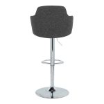 Boyne Dark Grey Fabric Chrome Contemporary Adjustable Barstools (Set of 2)